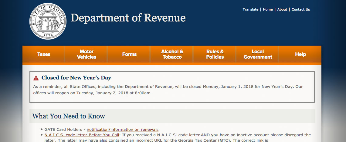 GA Dept of Revenue Website